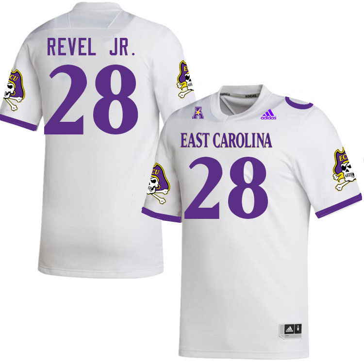 Men #28 Shavon Revel Jr. ECU Pirates College Football Jerseys Stitched-White